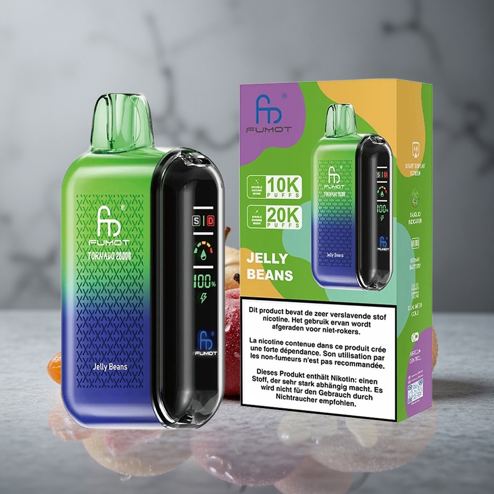 Fumot Tornado 20000 Puffs Jelly Beans Feijão Doce com Dual Mesh Coil Brazil vape wholesale