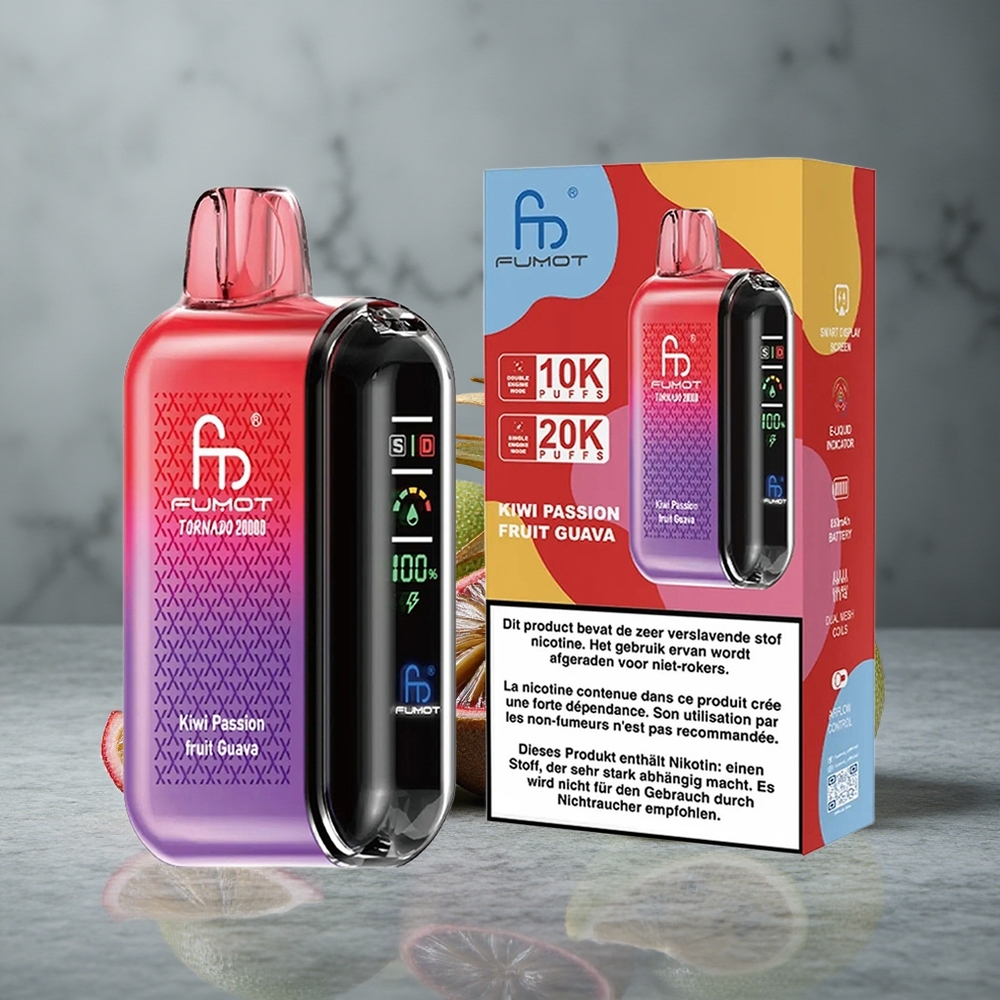 Fumot Tornado 20000 Puffs Kiwi Maracujá Goiaba Dual Mesh Coil Brazil vape wholesale