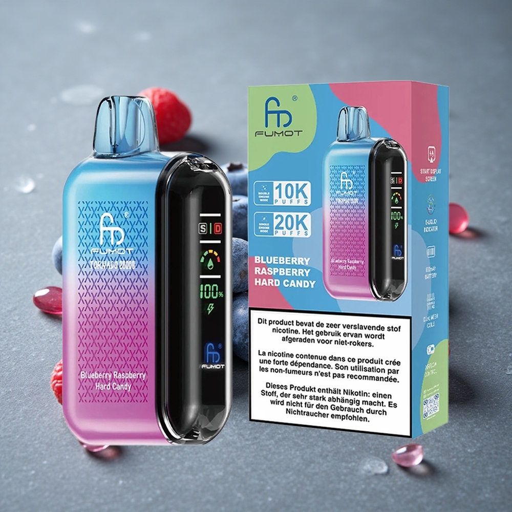 Fumot Tornado 20000 Puffs Mirtilo Framboesa Doce Açucarado com Bateria Recarregável 850mAh Brazil vape wholesale