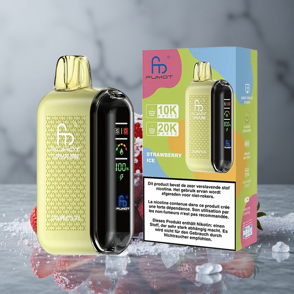 Fumot Tornado 20000 Puffs Morango Gelo 20ml Capacidade Brasil Vape Wholesale