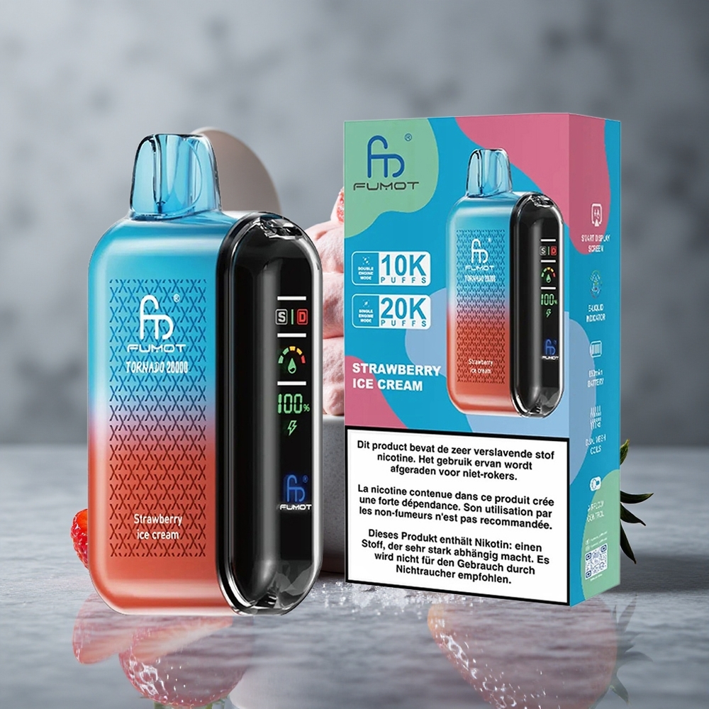 Fumot Tornado 20000 Puffs Morango Sorvete com Bateria Recarregável 850mAh Brazil vape wholesale