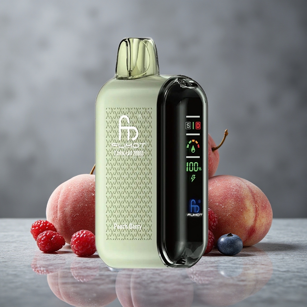 Fumot Tornado 20000 Puffs Pêssego e Frutas Vermelhas Dual Mesh Coil Brazil vape wholesale