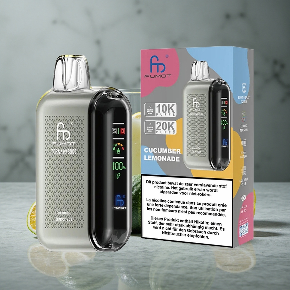 Fumot Tornado 20000 Puffs Sabor Limonada de Pepino Dual Mesh Coil Brazil vape wholesale