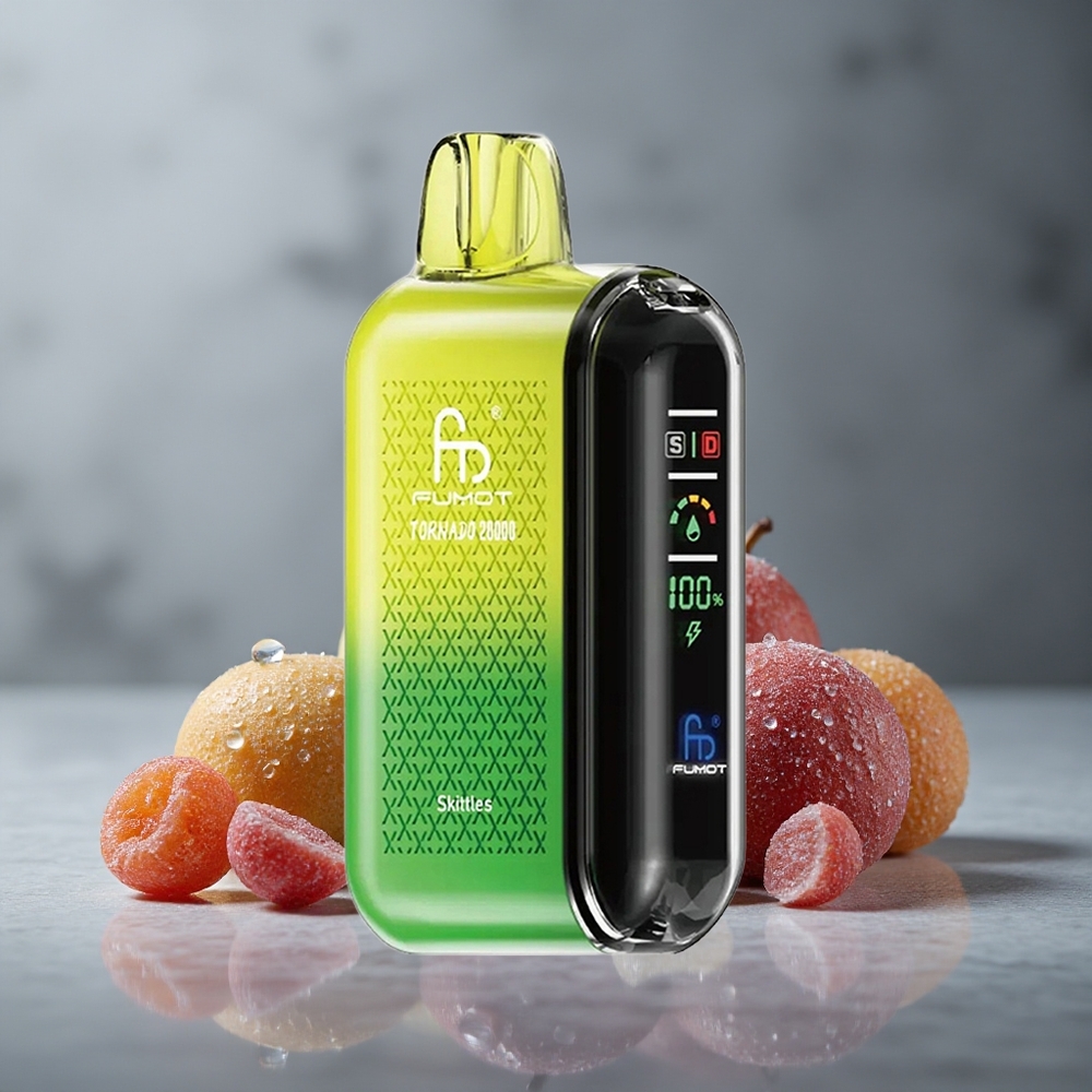 Fumot Tornado 20000 Puffs Skittles Sabor Frutas Tropicais com Bateria Recarregável 850mAh Brazil vape wholesale