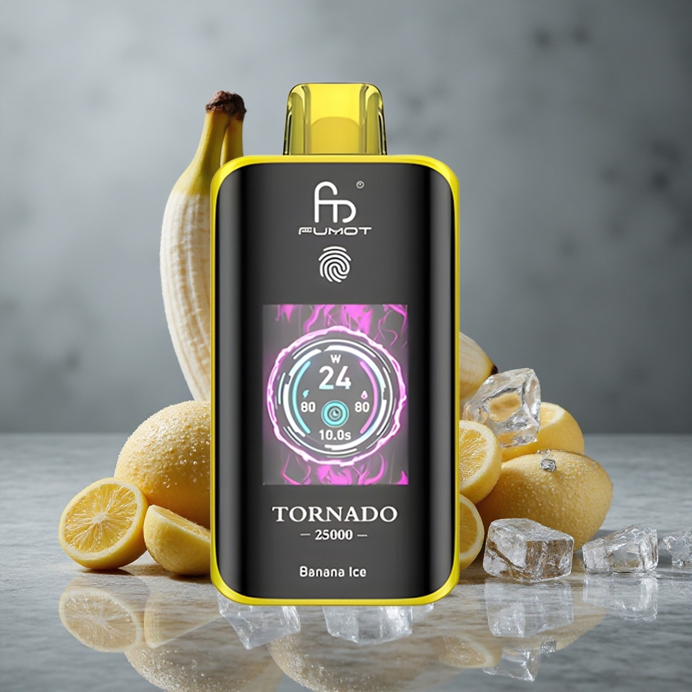Fumot Tornado 25000 Puffs Banana Ice Tela HD 20ml E-líquido Pré-carregado Brazil vape wholesale