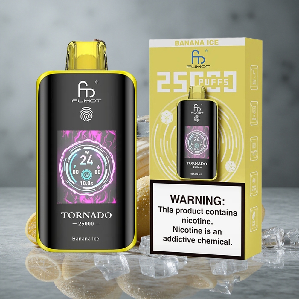 Fumot Tornado 25000 Puffs Banana Ice Tela HD 20ml E-líquido Pré-carregado Brazil vape wholesale