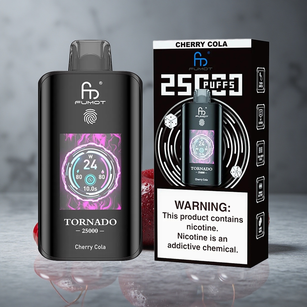 Fumot Tornado 25000 Puffs Cereja Cola HD Screen Brazil vape wholesale