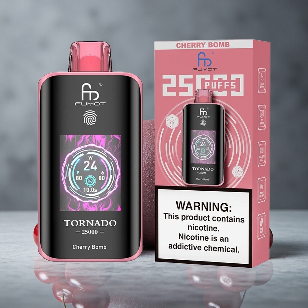 Fumot Tornado 25000 Puffs Cherry Bomb Cereja Tela HD Brazil vape wholesale