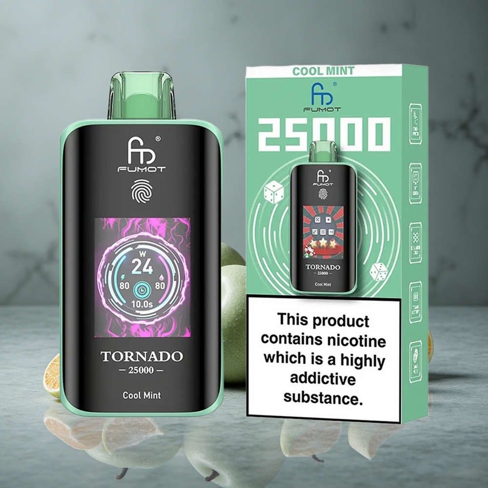 Fumot Tornado 25000 Puffs Cool Mint Menta Refrescante Tela HD Brazil vape wholesale