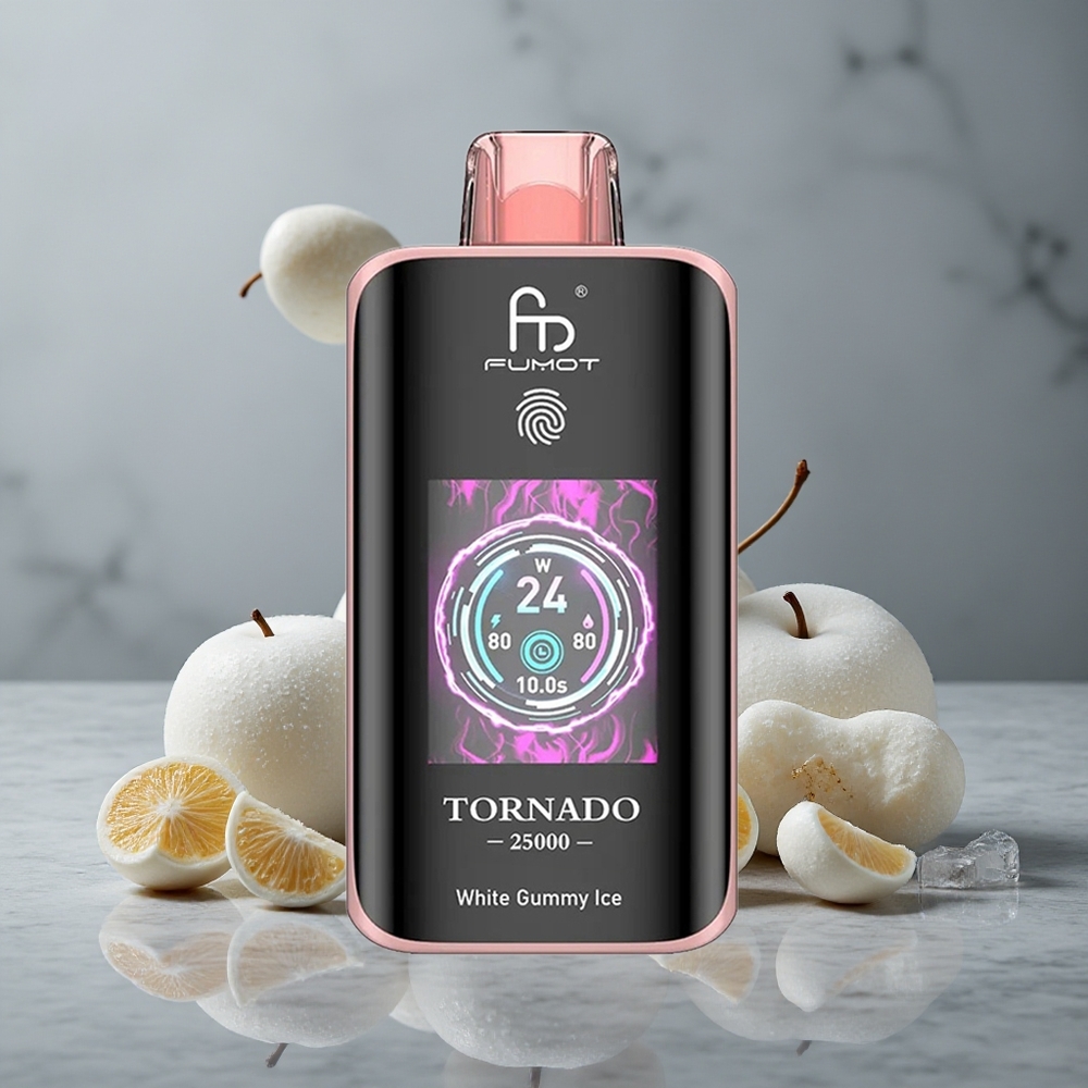 Fumot Tornado 25000 Puffs Goma Branca Gelada com Tela HD e Bateria Recarregável 700mAh Brazil vape wholesale