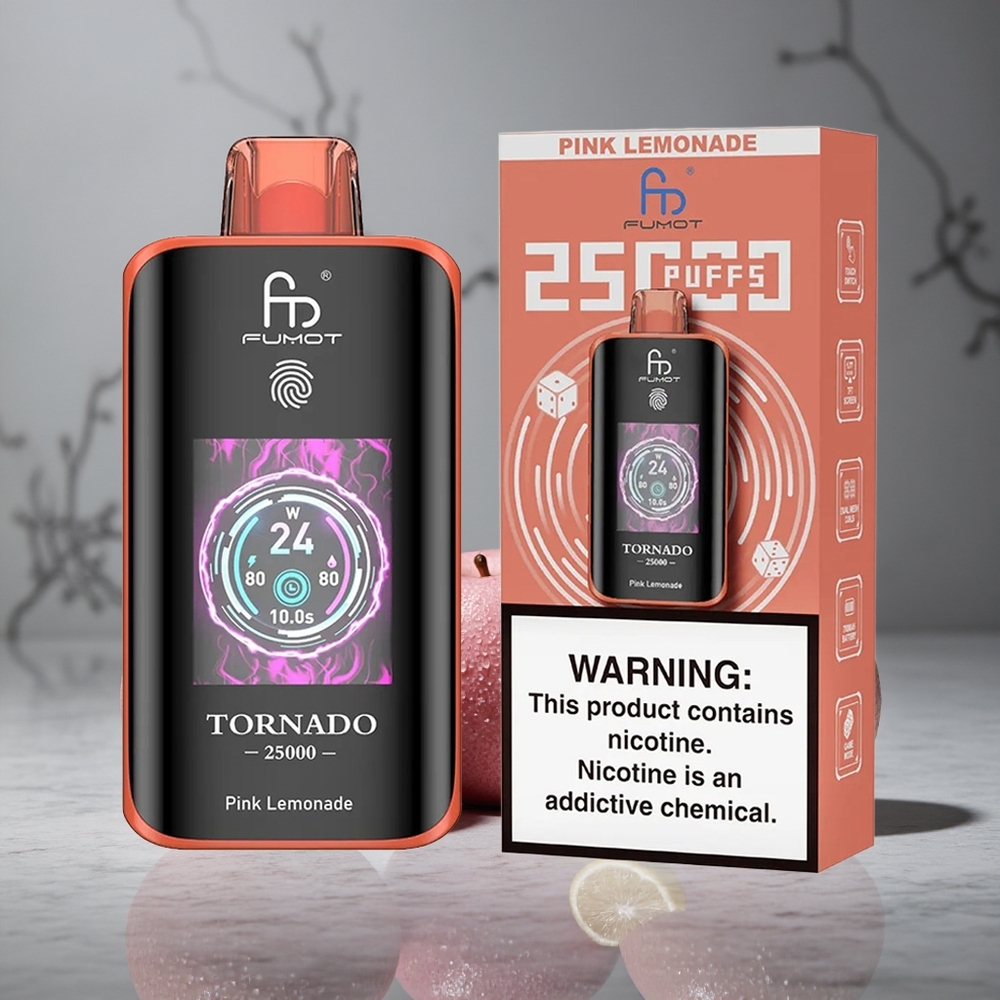 Fumot Tornado 25000 Puffs Limão Rosa 20ml E-líquido Pré-carregado Brazil vape wholesale