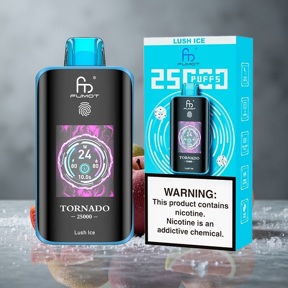 Fumot Tornado 25000 Puffs Lush Ice (Gelo Luxuriante) com Tela HD e Bateria Recarregável 700mAh Brazil vape wholesale
