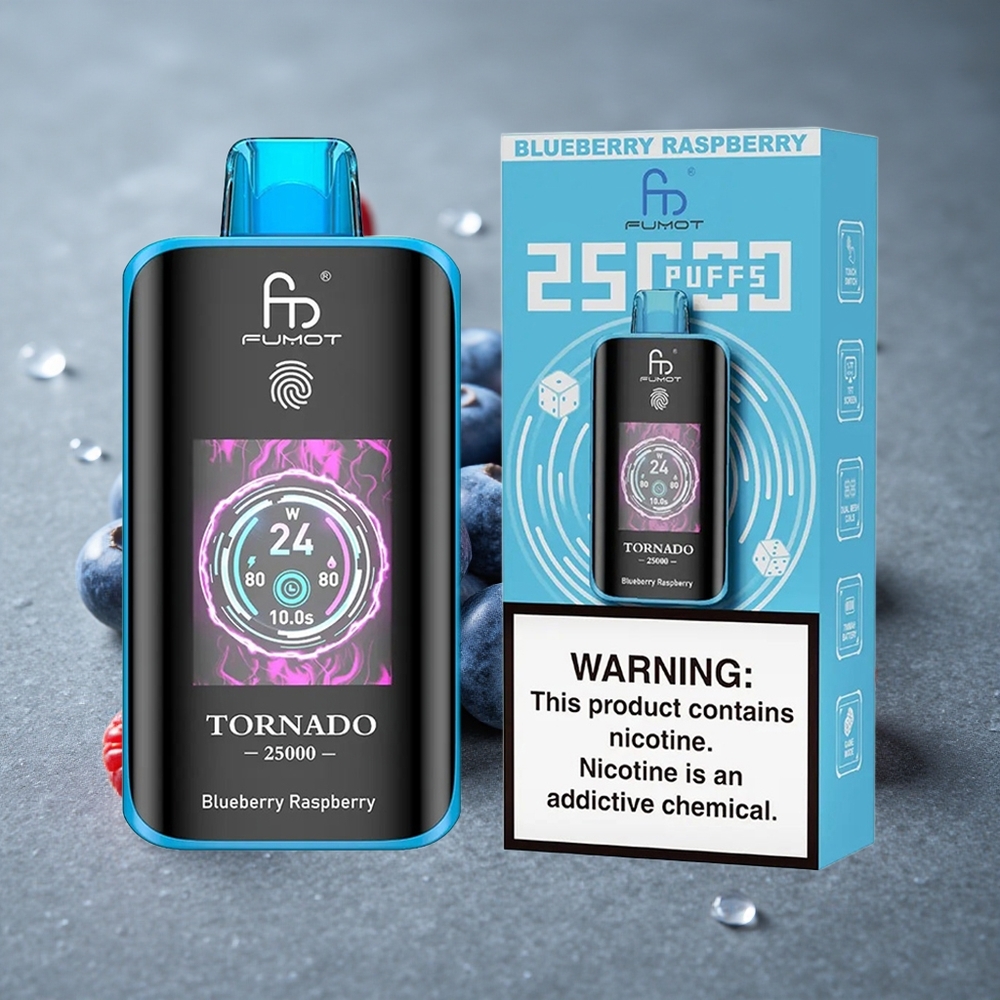 Fumot Tornado 25000 Puffs Mirtilo Framboesa Tela HD Brasil Vape Wholesale