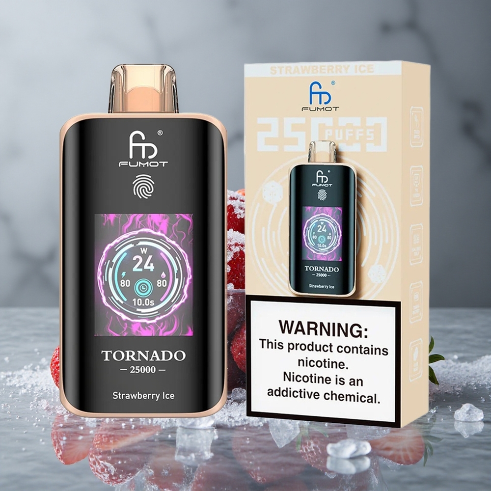 Fumot Tornado 25000 Puffs Morango Gelo Tela HD 20ml Brasil Vape Wholesale