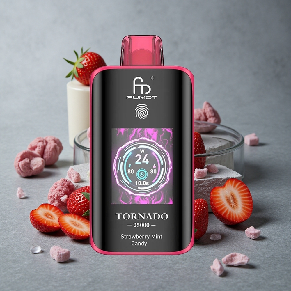 Fumot Tornado 25000 Puffs Morango Menta Doce Tela HD Brazil vape wholesale
