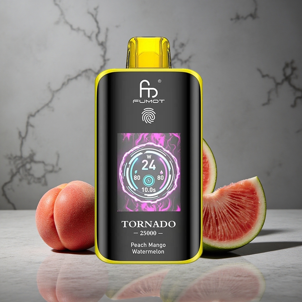Fumot Tornado 25000 Puffs Pêssego Manga Melancia Tela HD Brazil vape wholesale