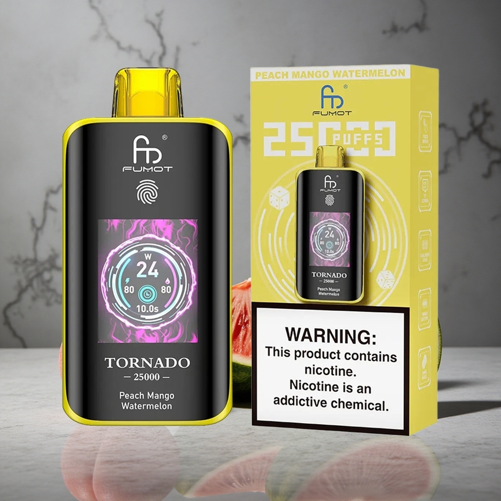Fumot Tornado 25000 Puffs Pêssego Manga Melancia Tela HD Brazil vape wholesale