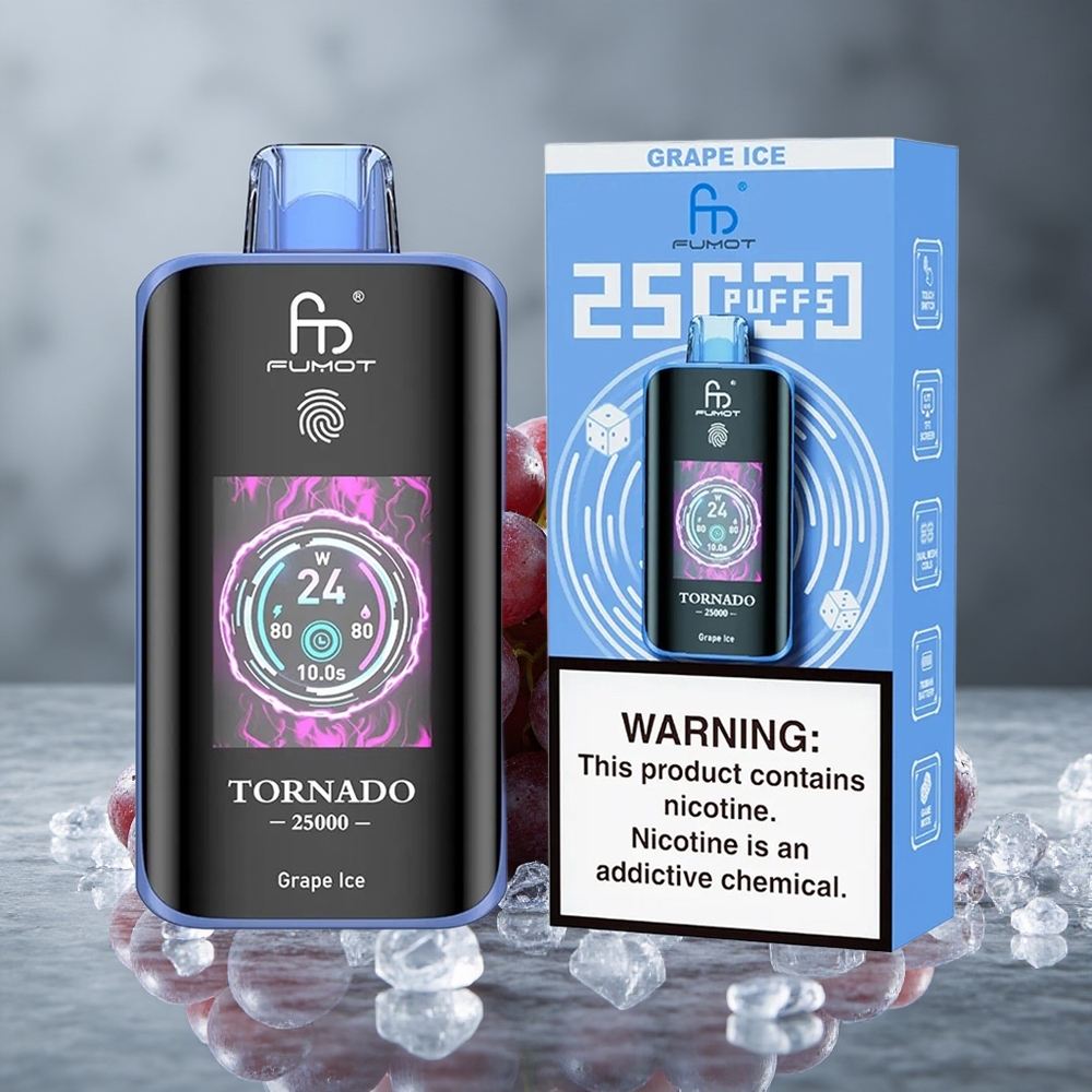 Fumot Tornado 25000 Puffs Uva Gelo com Tela HD e Bateria Recarregável 700mAh Brazil vape wholesale