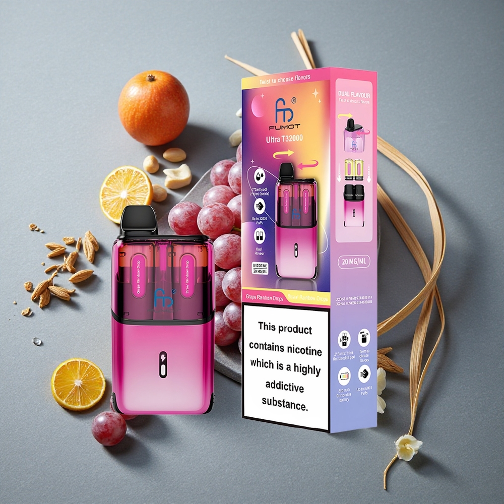 Fumot Ultra T32000 Vape Descartável 32000 Puffs Uva Gotas de Arco-Íris & Morango Gotas de Arco-Íris Brazil vape wholesale